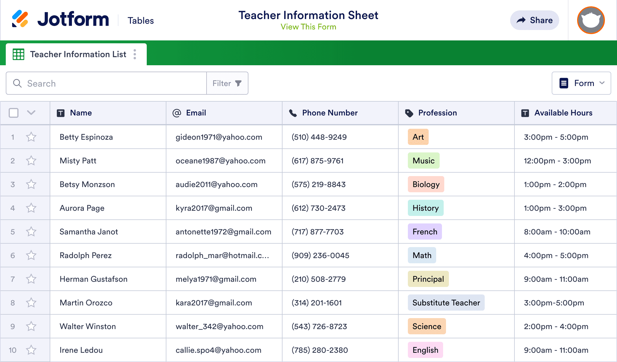 Teacher Information Sheet