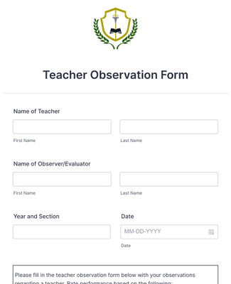 Teacher Observation Form