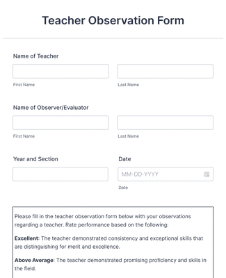 special education teacher observation form