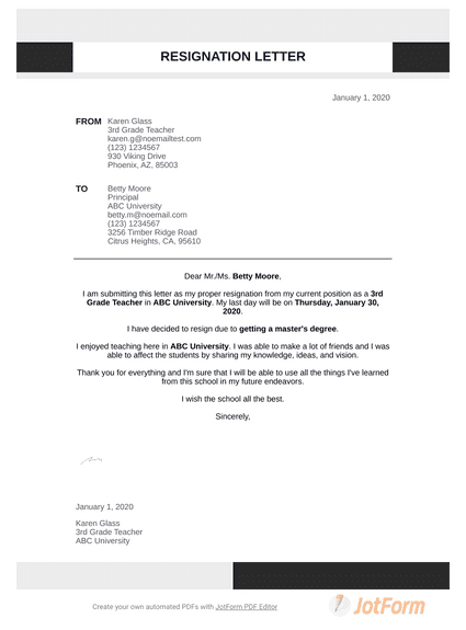 Simple Resignation Letter Pdf Templates Jotform Simple Resignation Letter Pdf Templates Jotform