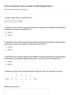 Form Templates: Team Lead Evaluation Form In Indonesian
