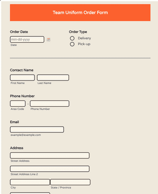 Team Uniform Order Form