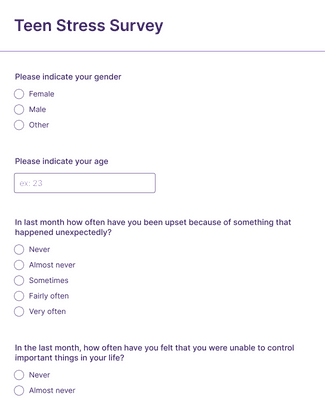 Teen Stress Survey Form Template | Jotform