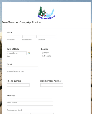 Camp Application Summer Camp Detailed Registration Form Template | Jotform