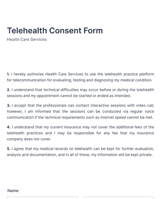 Form Templates: Telehealth Consent Form