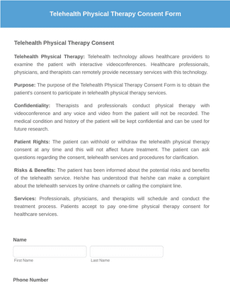 Telehealth Physical Therapy Consent Form