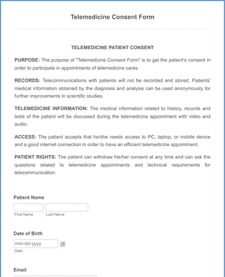 General Self Referral Consent Form Template Jotform