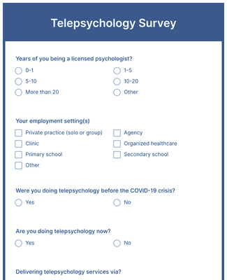 Form Templates: Telepsychology Survey