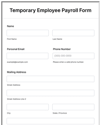 Form Templates: Temporary Employee Payroll Form