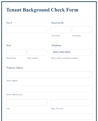 Form Templates: Tenant Background Check Form