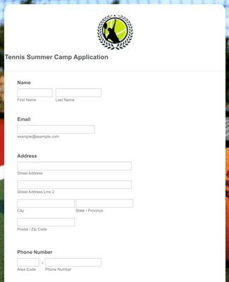 Tennis Summer Camp Application Form