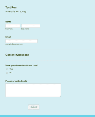 Test Run Form Template | Jotform