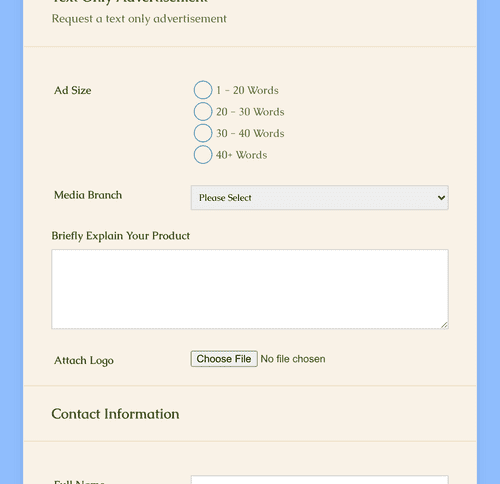 Text Only Advertisement Form Template | Jotform