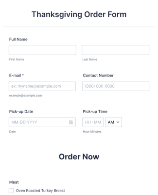 Thanksgiving Order Form Template | Jotform