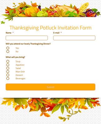 Thanksgiving Potluck Invitation Form