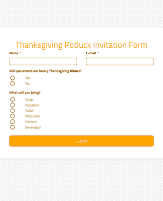 Form Templates: Thanksgiving Potluck Invitation Form