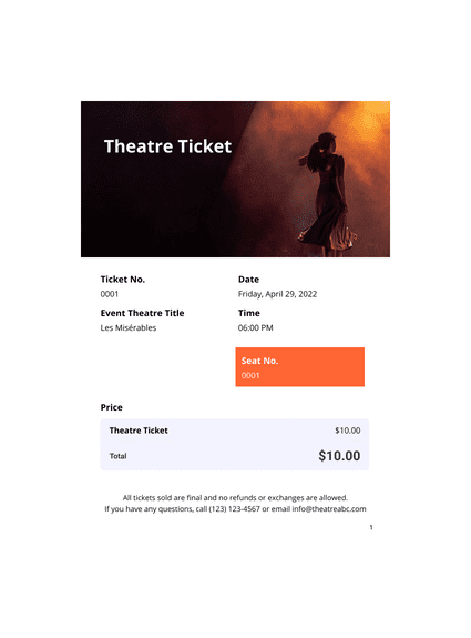 Theatre Ticket Template