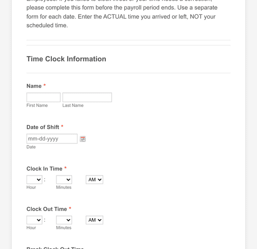 Time Clock Correction Form Template Jotform 8535