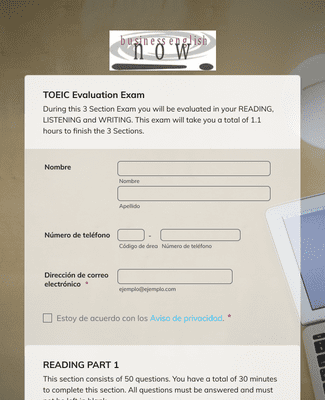 TOEIC Plantilla de formulario | Jotform