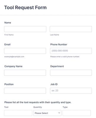 Form Templates: Tool Request Form