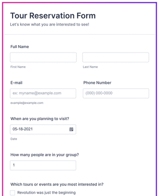 Reservation Forms - Form Templates | Jotform