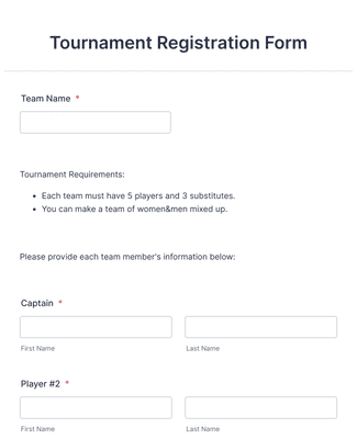 Form Templates: Tournament Registration Form