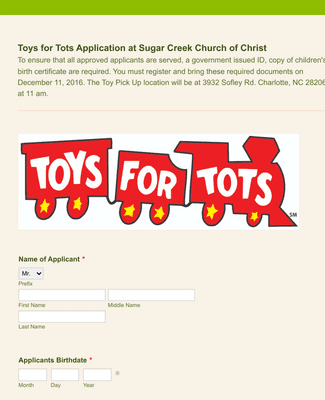 Toys For Tots Application Form Template