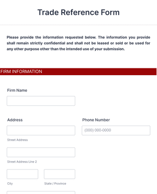 Trade Reference Form Template | Jotform