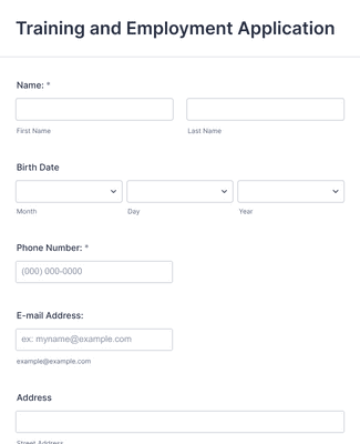 Training and Employment Application Form Template | Jotform