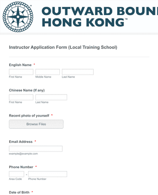 Form Templates: Training Instructor Application Form