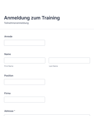 Form Templates: Trainingsanmeldung