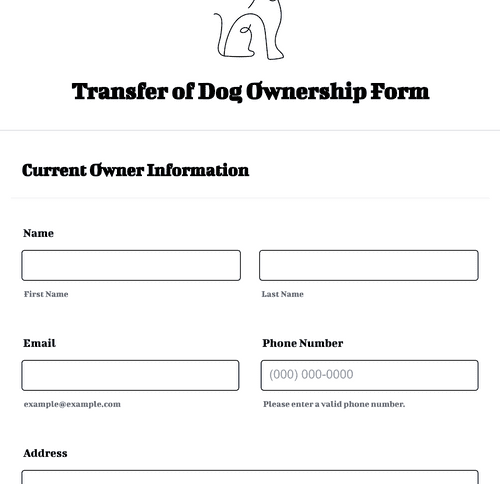 Transfer Of Dog Ownership Form Template Jotform