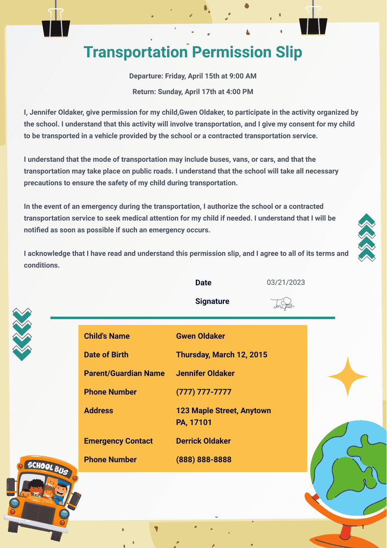 Youth Group Permission Slip Template PDF Templates Jotform