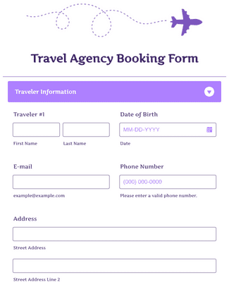 travel booking form template