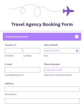 go travel booking form