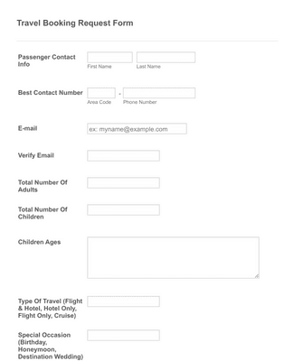 go travel booking form