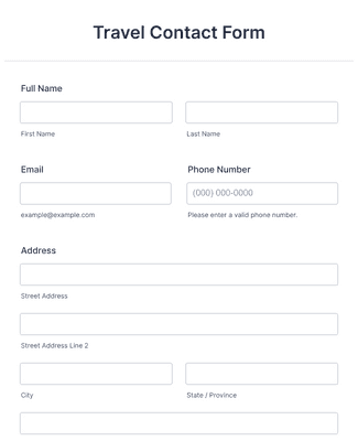 Form Templates: Travel Contact Form