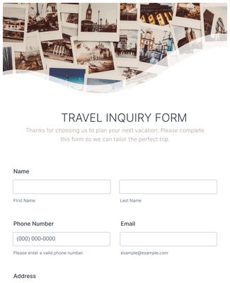 Form Templates: Travel Inquiry Form