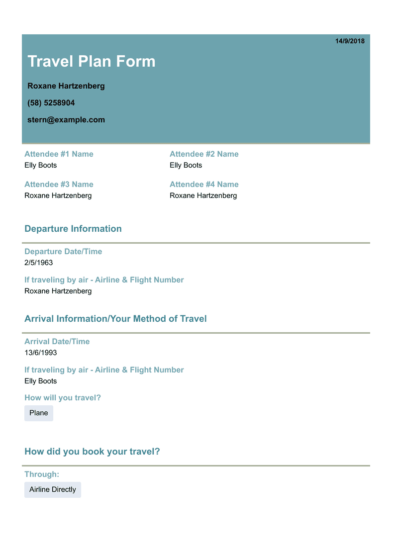 Travel Plan Template PDF Templates Jotform