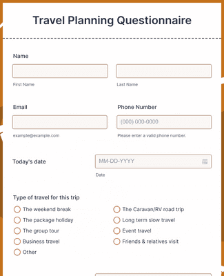 Travel Planning Questionnaire Form Template | Jotform