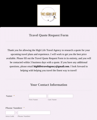 Travel Quote Request Form