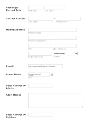 Form Templates: Travel Request Booking Form