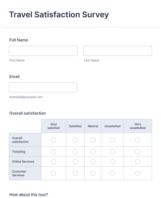 Travel Satisfaction Survey Form Template | Jotform