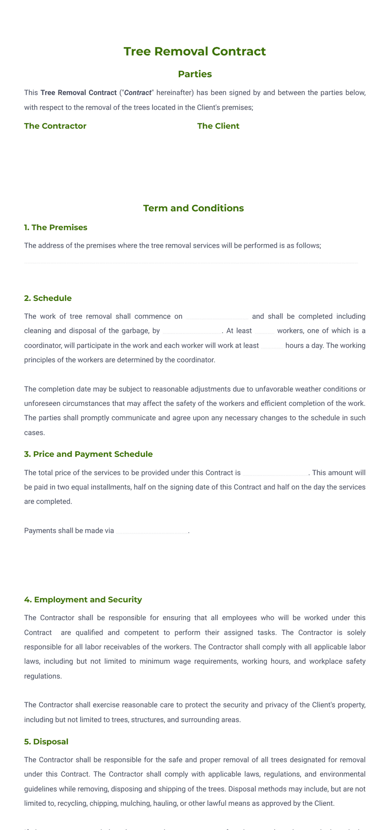 Tree Removal Contract Sign Templates Jotform