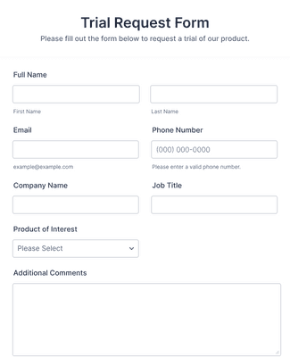 Trial Request Form Template | Jotform