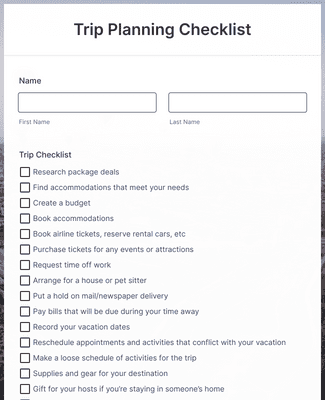 Trip Planning Checklist Form Template | Jotform