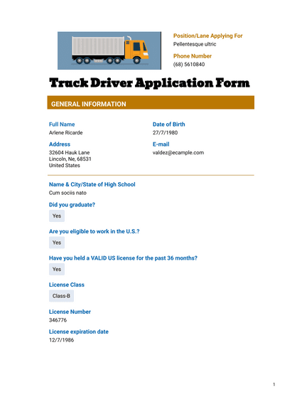 Truck Driver Application