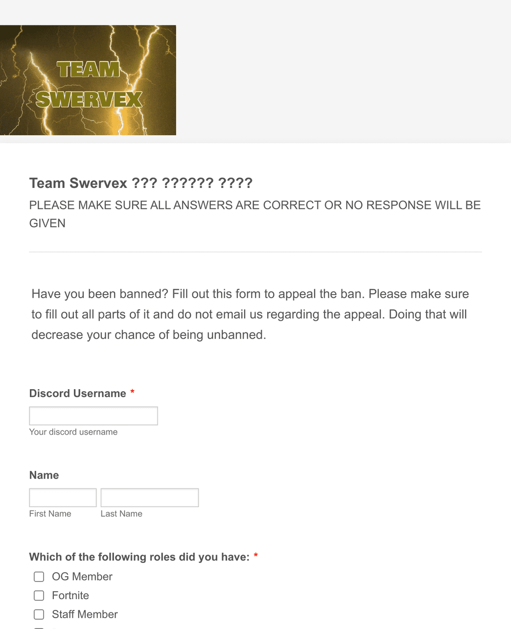 TSX Ban Appeal Form Template Jotform