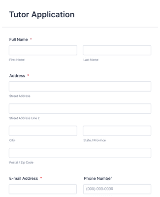 Tutor Application Form Template | JotForm