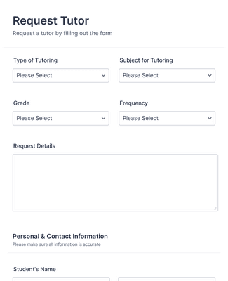Tutor Request Form Template | Jotform